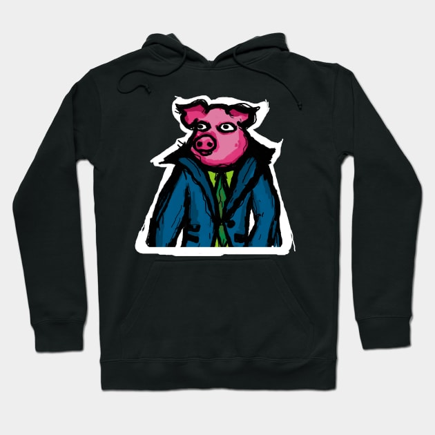 Pig Wearing Jacket Hoodie by TheSoldierOfFortune